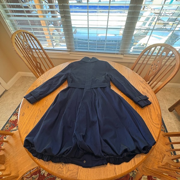 Samuel Dong Bubble Trench Rain Coat women's size L midnight blue belted elegant - Picture 5 of 13
